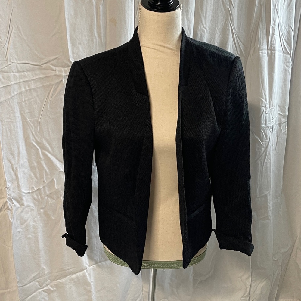 Loft tuxedo-inspired woven black blazer